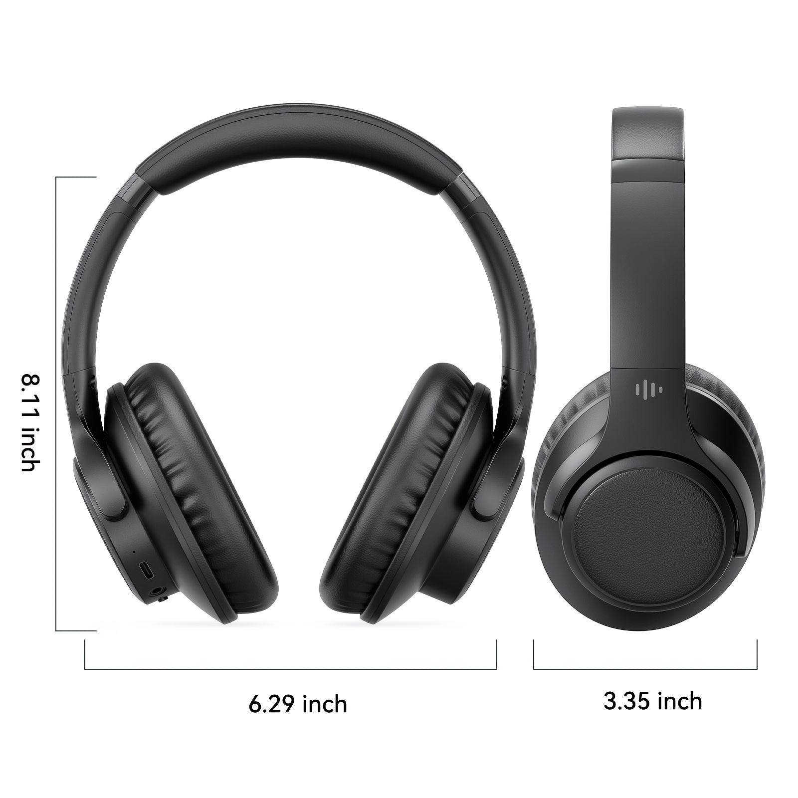KVIDIO Bluetooth 6.0 Wireless Headphones, 65 Hours Playtime, Sealed Type, Microphone Included, Soft Earmuffs &Light Weight for Prolonged Waring for PC/Travel/School/iPad