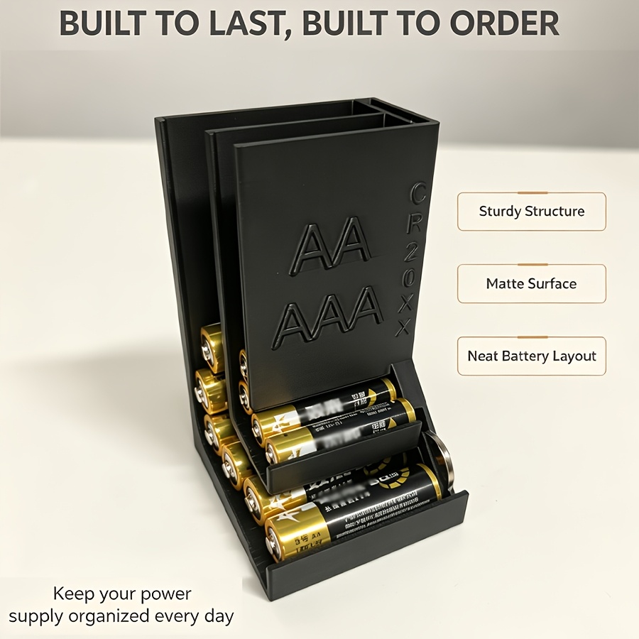 TEMU Boîte de rangement pour piles, organisateur universel de piles AA/AAA pour formats 5 et 7, porte-piles portable à tiroir et de bureau, étui de