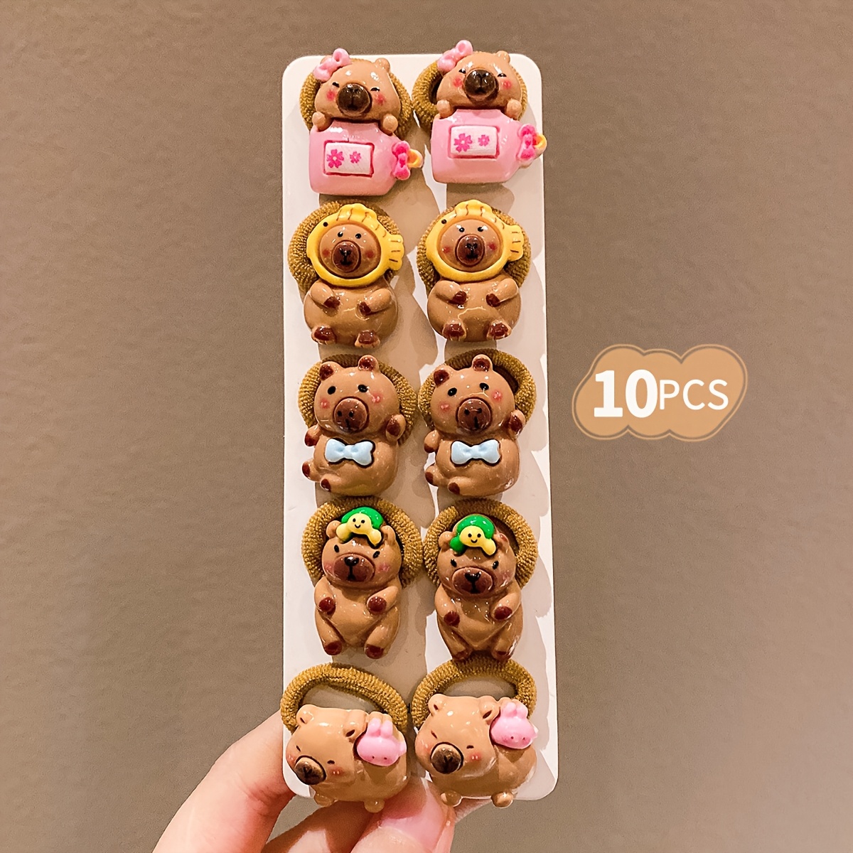 Image of 10/20pcs Hair Additions Colorful Cute Capybara Hair Ties