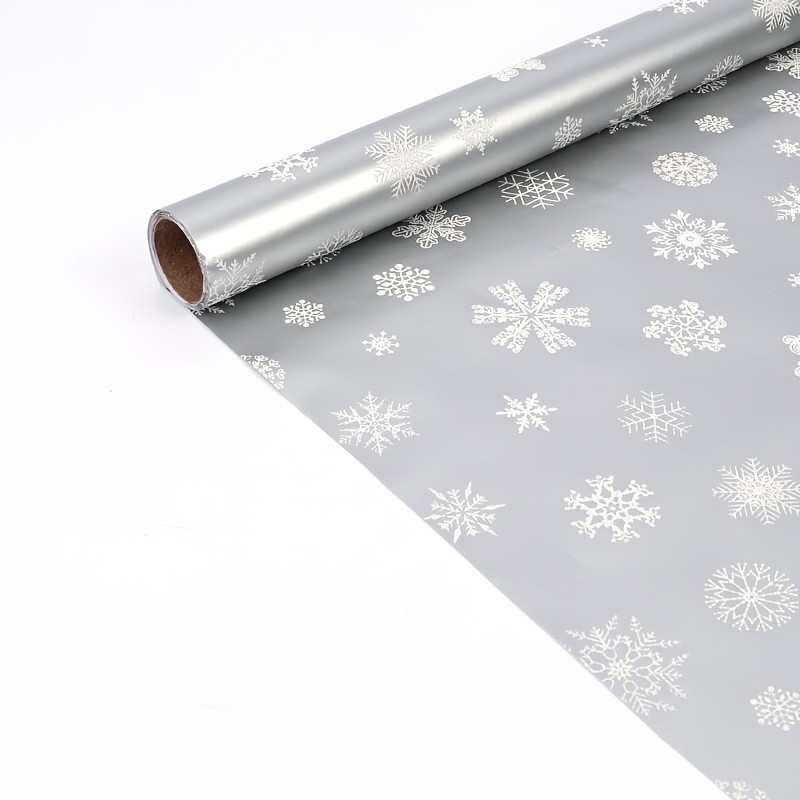 TEMU 1 rollo de papel de regalo plateado con , más , 43×300 cm/17×118 pulgadas, prémium, para Navidad, , fiestas de invierno, regalos festivos, papel