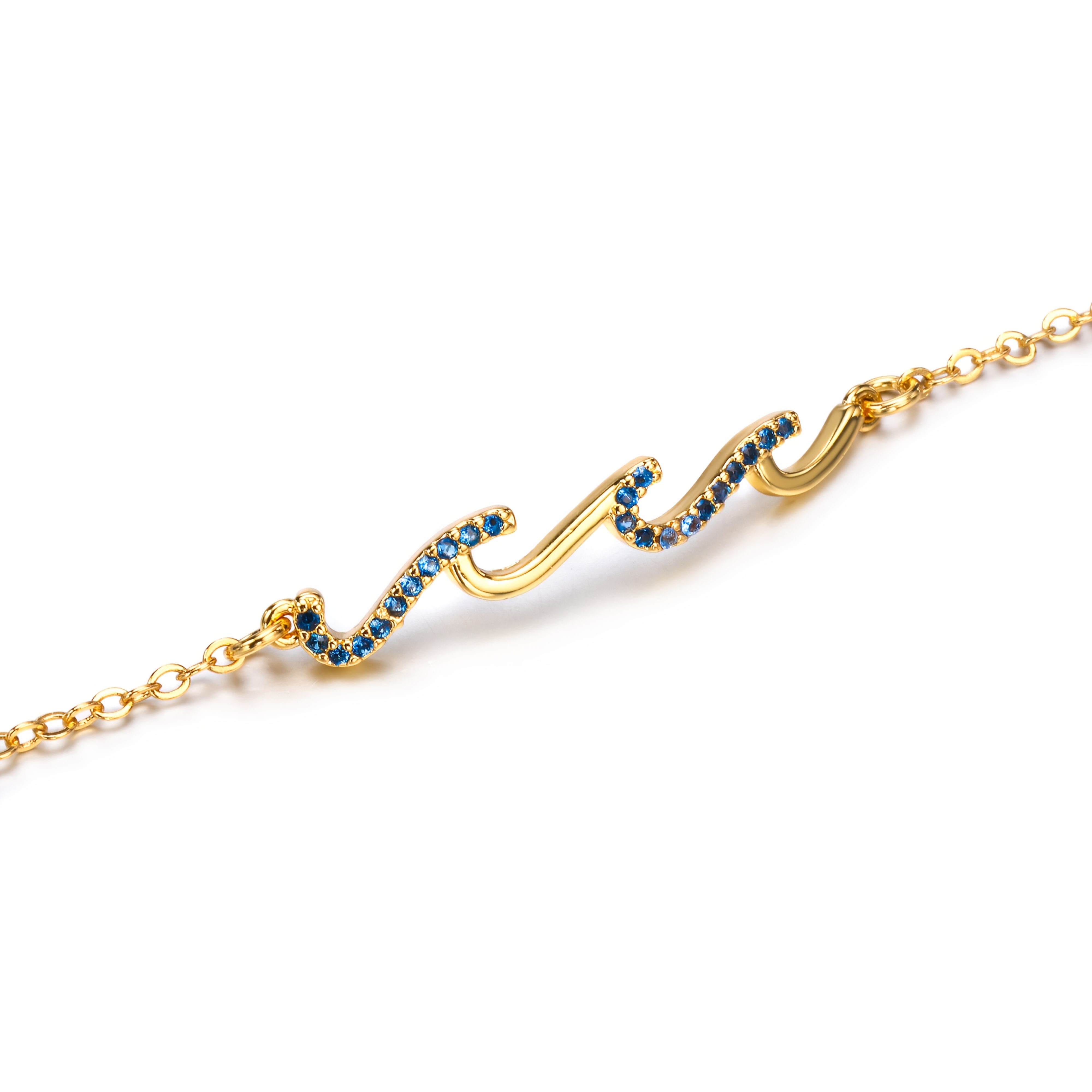 Women's 925 Sterling Silver Golden Wave Bracelet, Elegant Design