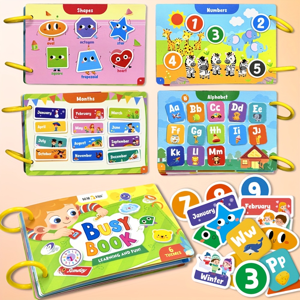 6 Themes Busy Books, Letters, Numbers, Weather, Time, Seasons, Shape and Months, Learning Book for Children Age 3+, Enlightening, the chosen gift, Educational Learning Toy for Cognitive and Intelligence Skills, Ideal Quiet Books for Birthday, Holiday Gift