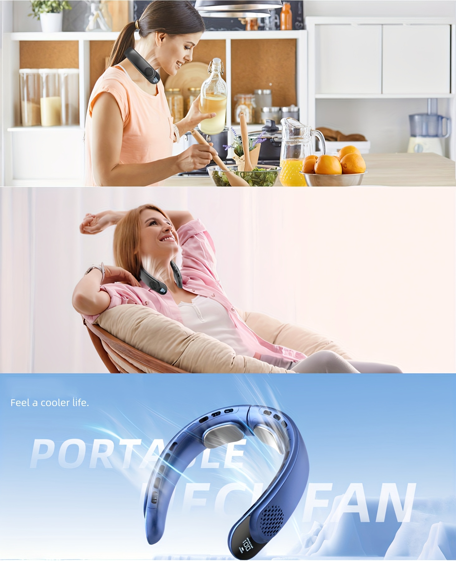 Wearable Neck Fan, Featuring 4 Turbo Settings, Powered by a 4000 Mah Battery, USB Rechargeable, with 3 Speed Options And 360° Airflow, Includes an LED Display, Perfect for Home, Office, Travel, Or As a Gift