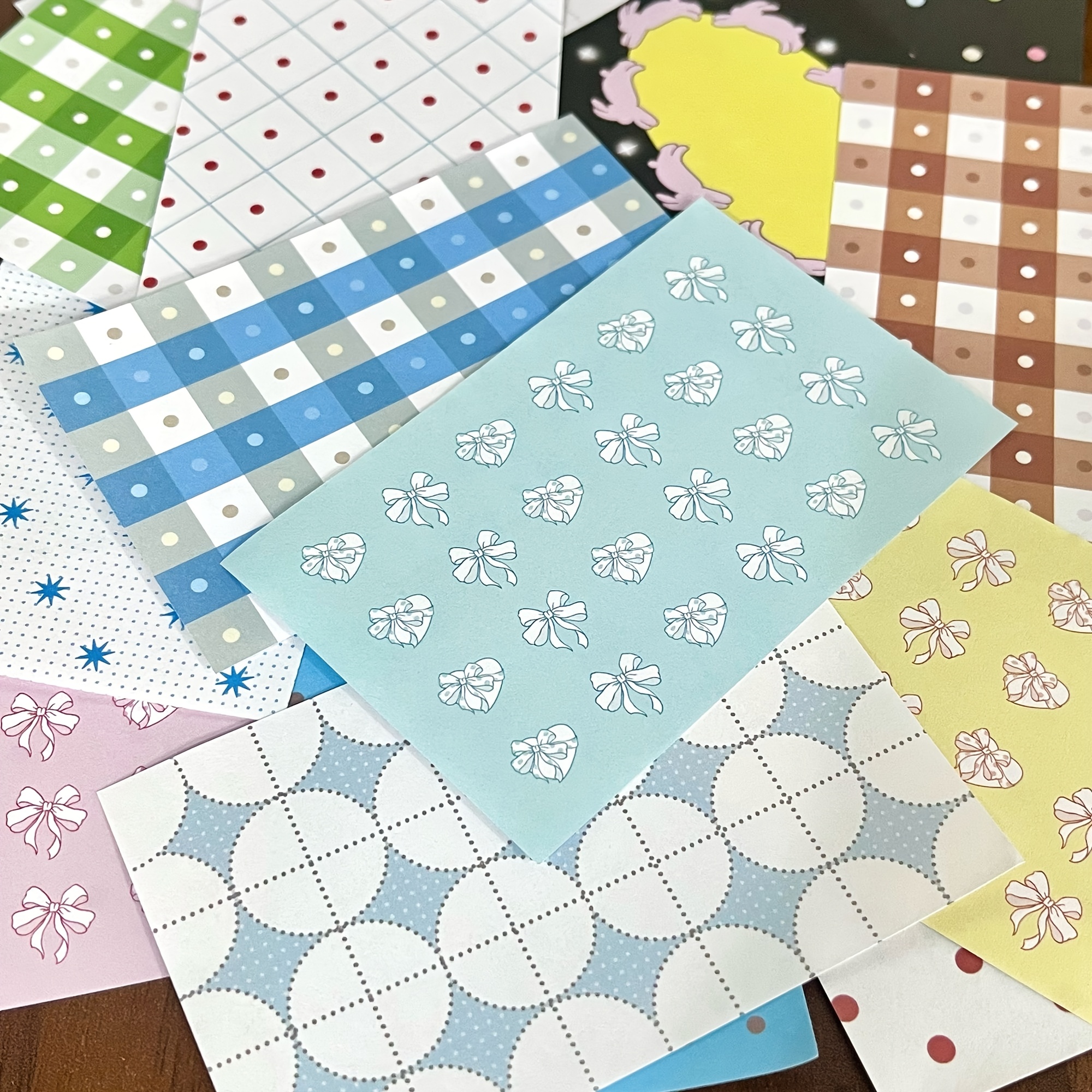 TEMU Bloc-notes de 120 feuilles - Livre de matériel - Style japonais esthétique à pois et carreaux, notes autocollantes déchirable pour collage