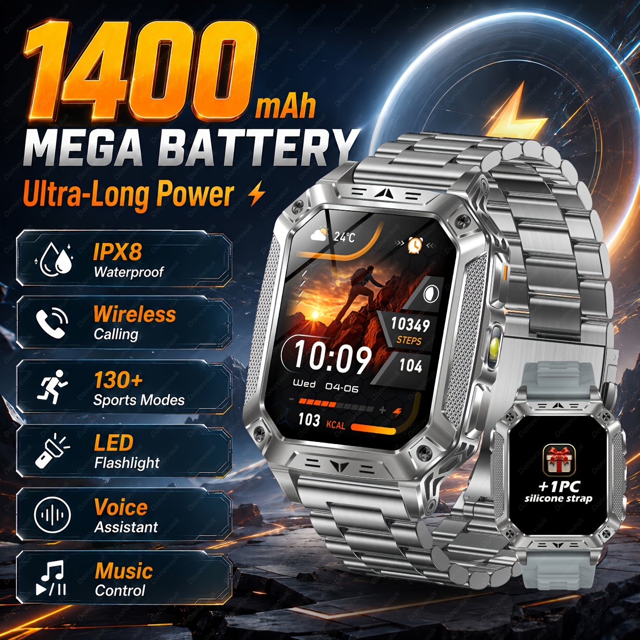 2026 New Men's Smart Watch with 1400mAh Large-capacity Battery