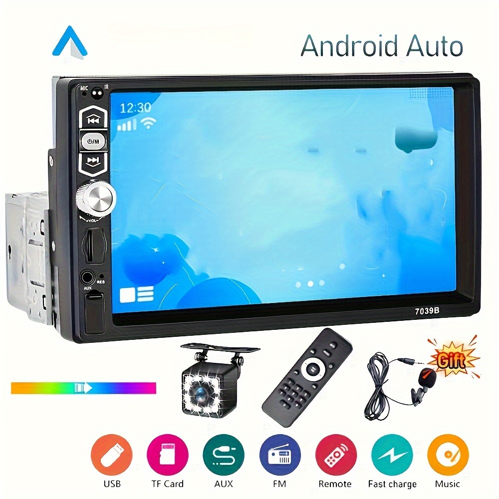 1din Car Mp5 Player Carplay & Android Auto Hd Touch Screen Bt Car