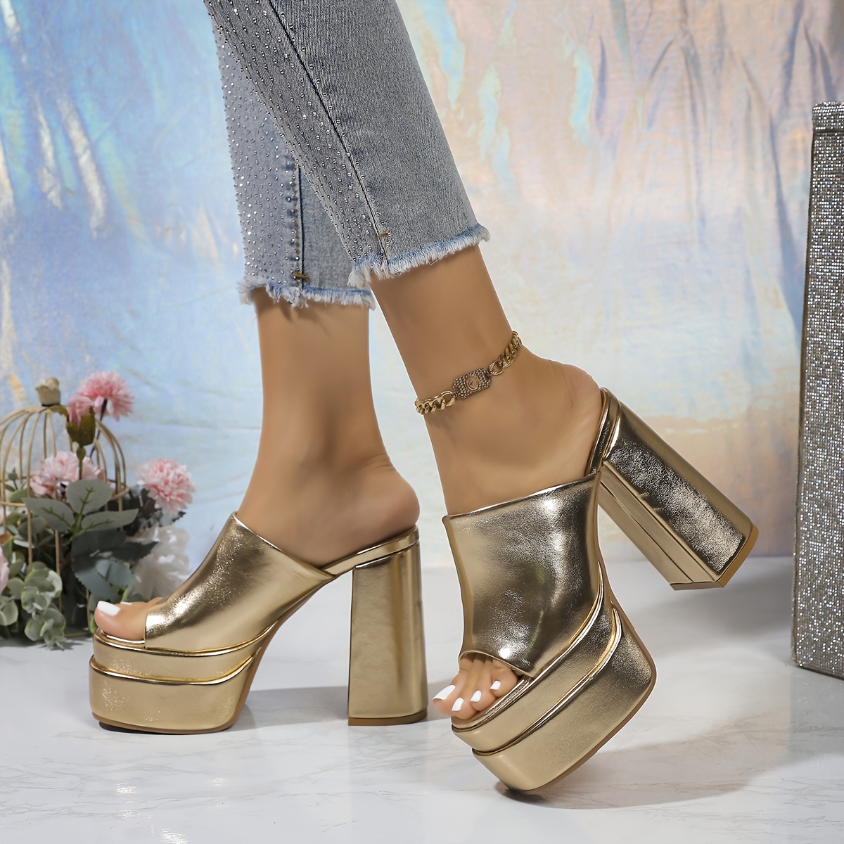 elegante damen offen zehen plattform sandalen zoll hoch Temu