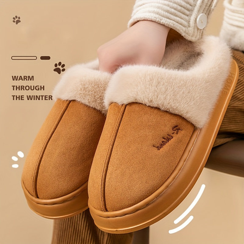 

Pantoufles en Peluche Automne Hiver Chaussures de Maison à Semelle Épaisse Antidérapante en Chauds et