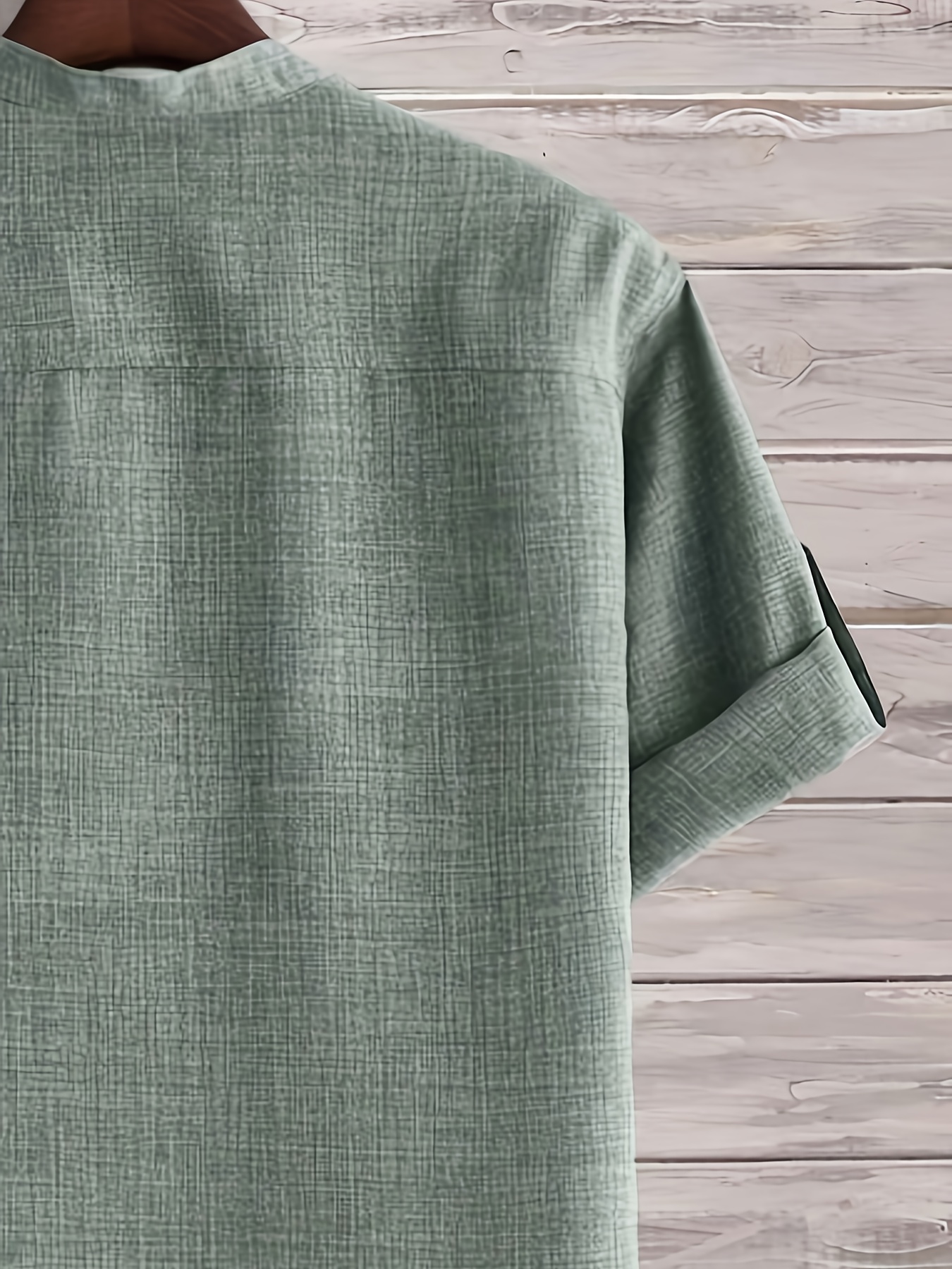 Men's Solid Color Henley Collar Short Sleeve Shirt, PLUS SIZE