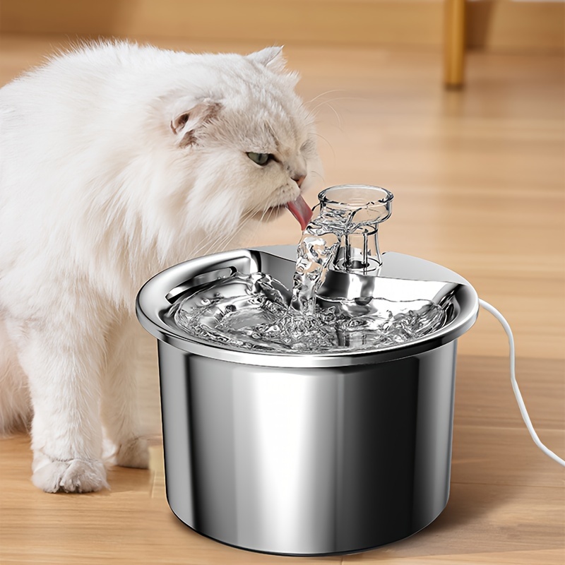 

2l Stainless Steel Automatic Cat Water Fountain With Usb Power - Suitable For Cats