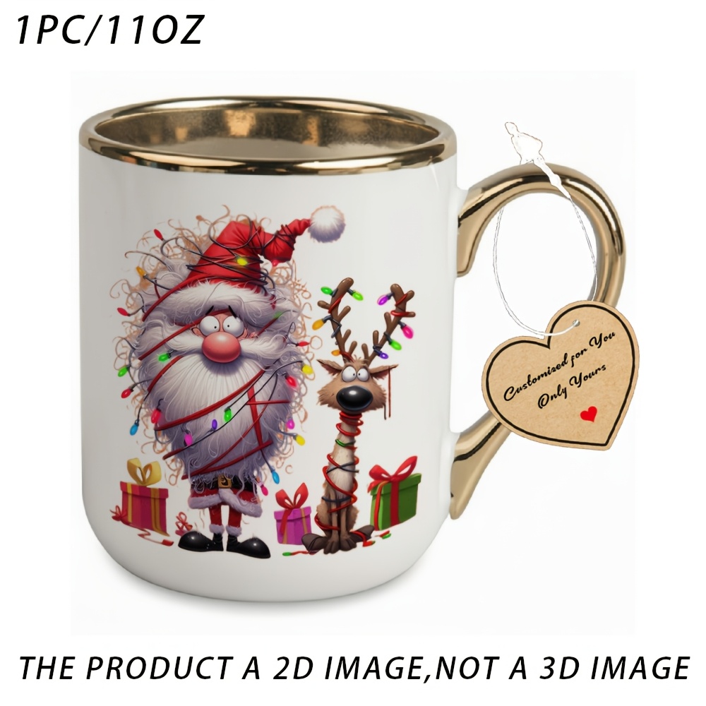 item picture 1pc santa reindeer white elegant mug for restaurant and business 11 ounce holiday gift birthday gift christmas gift summer gift gifts for women mens gifts perfect christmas and halloween gifts