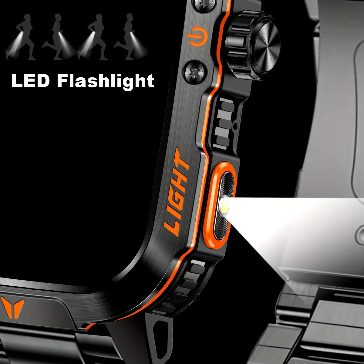 montre intelligente de sport extérieur pour hommes - écran tactile complet de 2.01, étanche ip68, lampe de poche led & de mouvement, fil 5.3, pour & iphone - de , mode multi-sport, notifications dappels & messages - cadeau idéal pour hommes détails 5