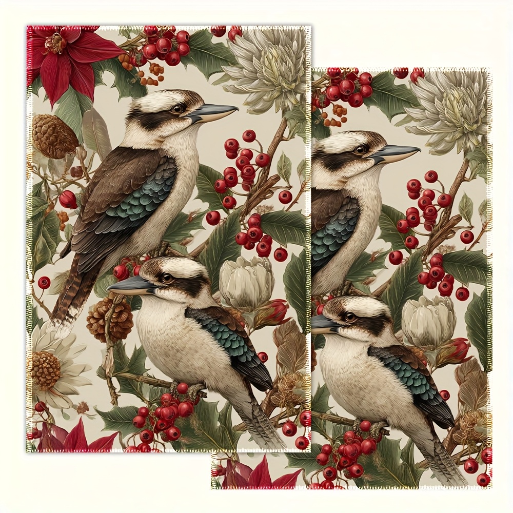 TEMU Of 2 Kitchen Towels With -sided Print, Measuring 16x24 Inches, Featuring An Australian Design. Christmas-themed Dishcloths And Tea Towels Make