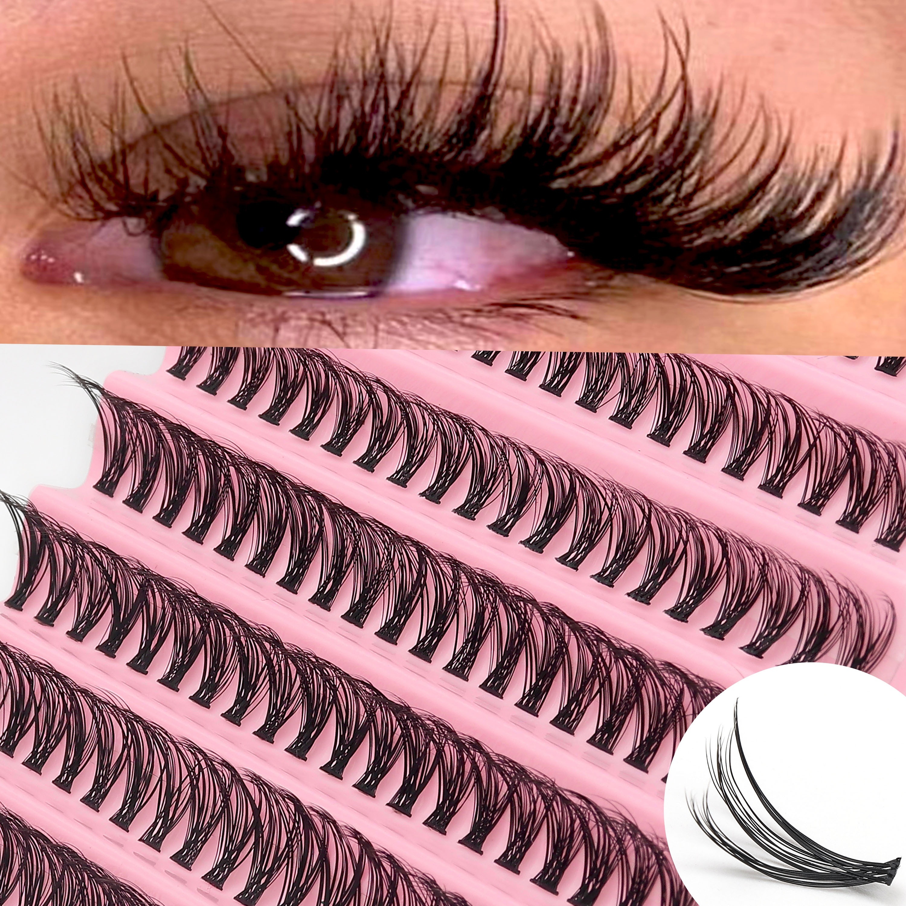 

200 Pieces Cluster False Eyelash Extensions Diy Kit, Ultra-thin 0.05mm D , Mixed Style Reusable Individual Lash Clusters For Beginners, Extra Thick Varieties 10mm-18mm With Adhesive And Sealant