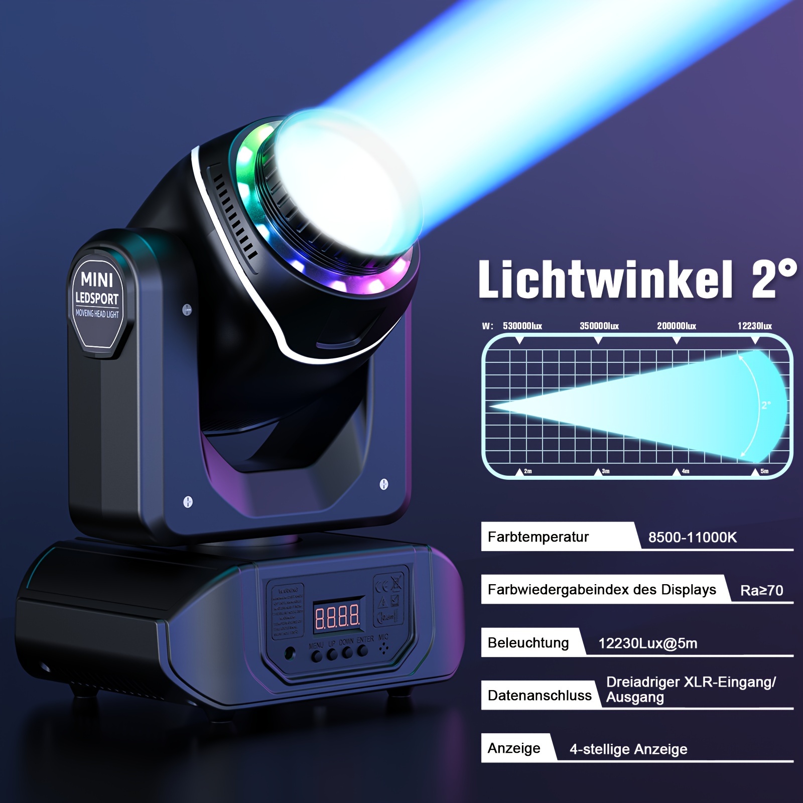 Proiettore LED Yespick 150W Testa Mobile - Effetti Luce DJ, Prisma, Gobos, Zoom 13-18°, Per Feste E Matrimoni - Foto 9