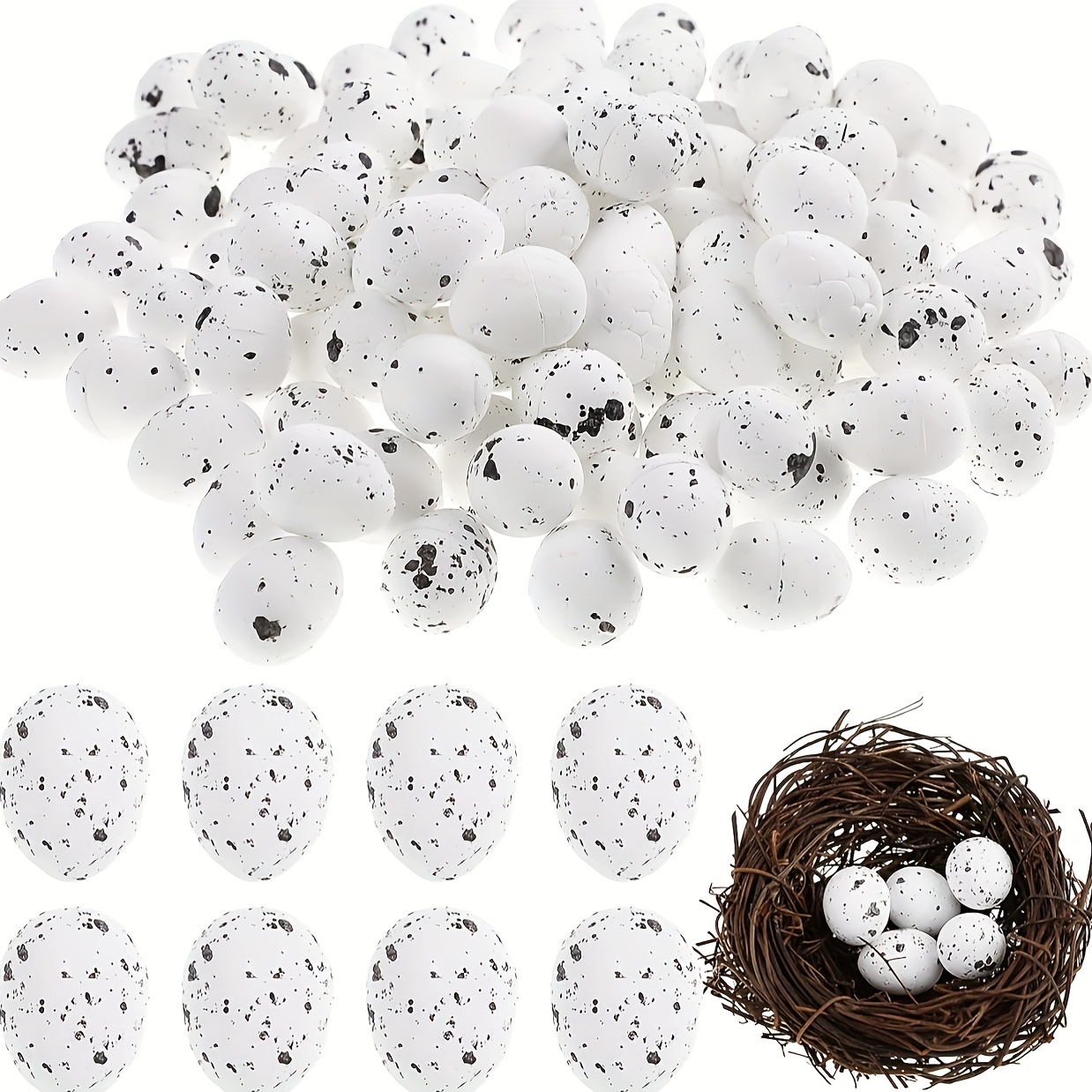 

50 Bird Eggs Made Of Foam For Diy Easter White Egg Photography Props, Craft Items, And Garden Decorations For Easter Party Decor.