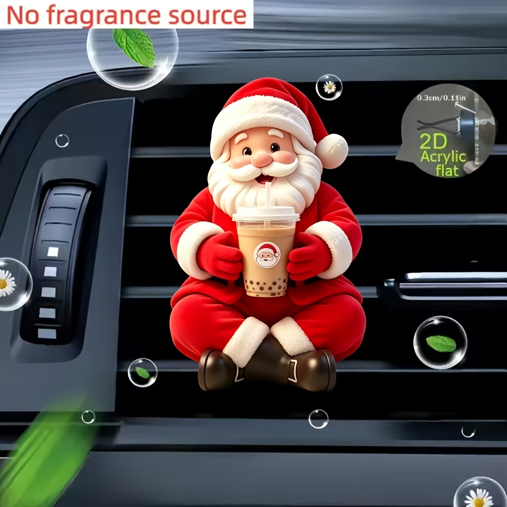 TEMU Decorazione 2D Piatta per Bocchetta 'Aria 'Auto in Acrilico con Motivo che Beve T癡 al Latte, 1 Pezzo, Deodorante per Auto, Accessori Eleganti in