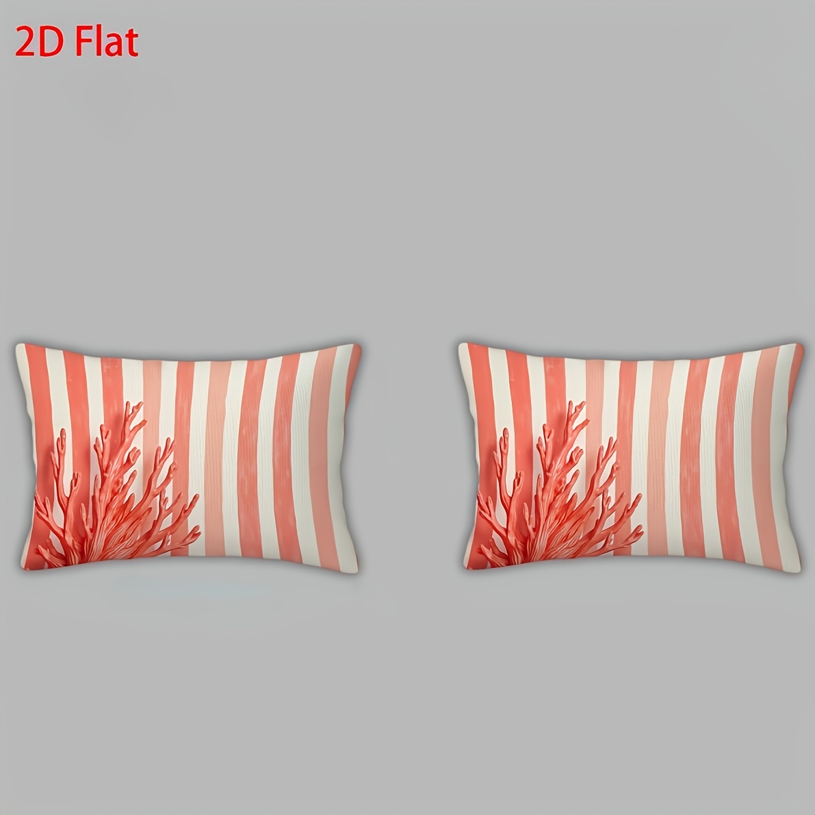 TEMU 2 fundas de almohada lumbar reversibles con diseño de escultura de coral, impresión , 12X20 pulgadas, ideales para sofás de exterior, sillones