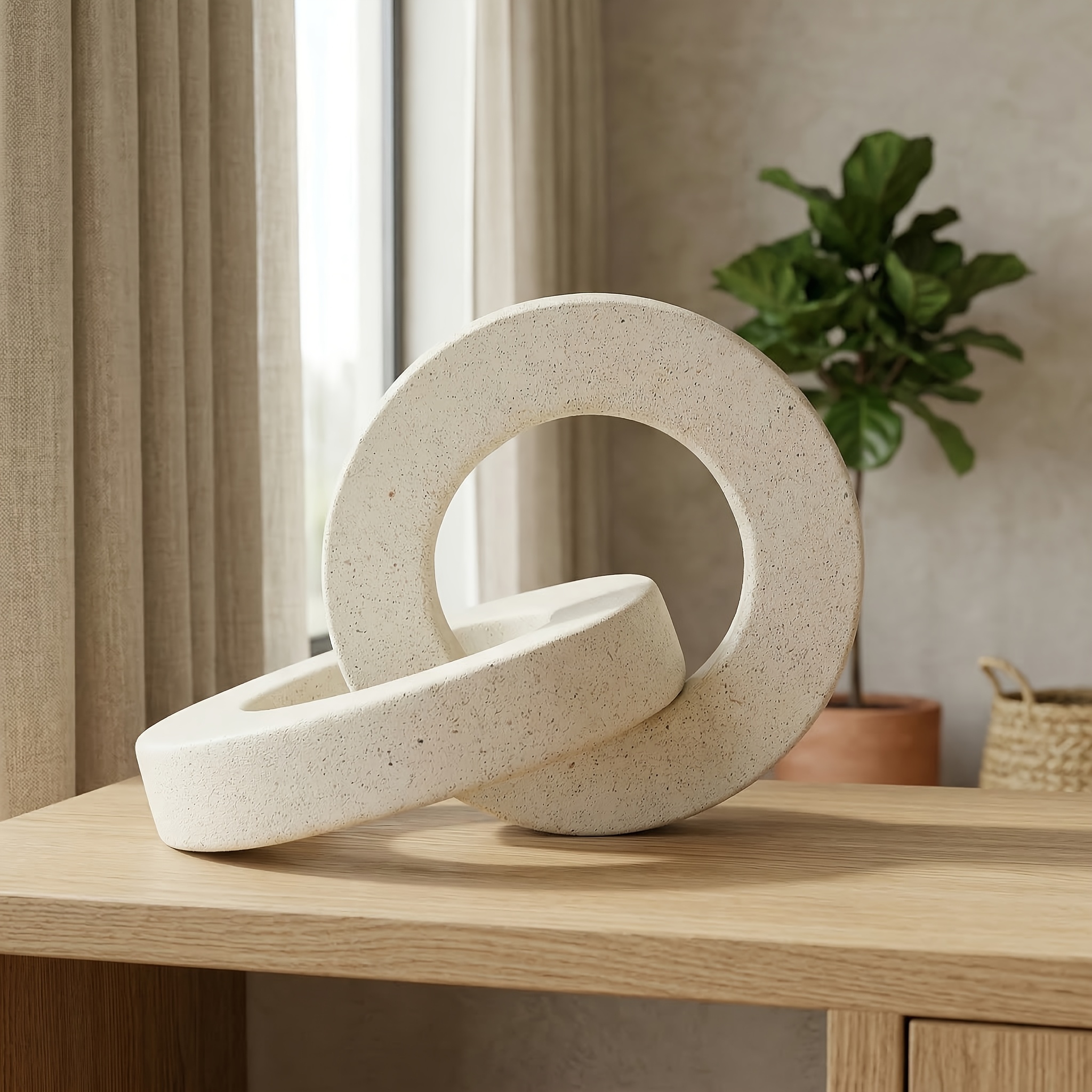 Geometric Circle Resin Ornaments – Elegant Wabi Sabi Home Decor, Luxury Minimalist Aesthetic Sculpture for Tabletop, Living Room Shelf And Desk Organization Gifts