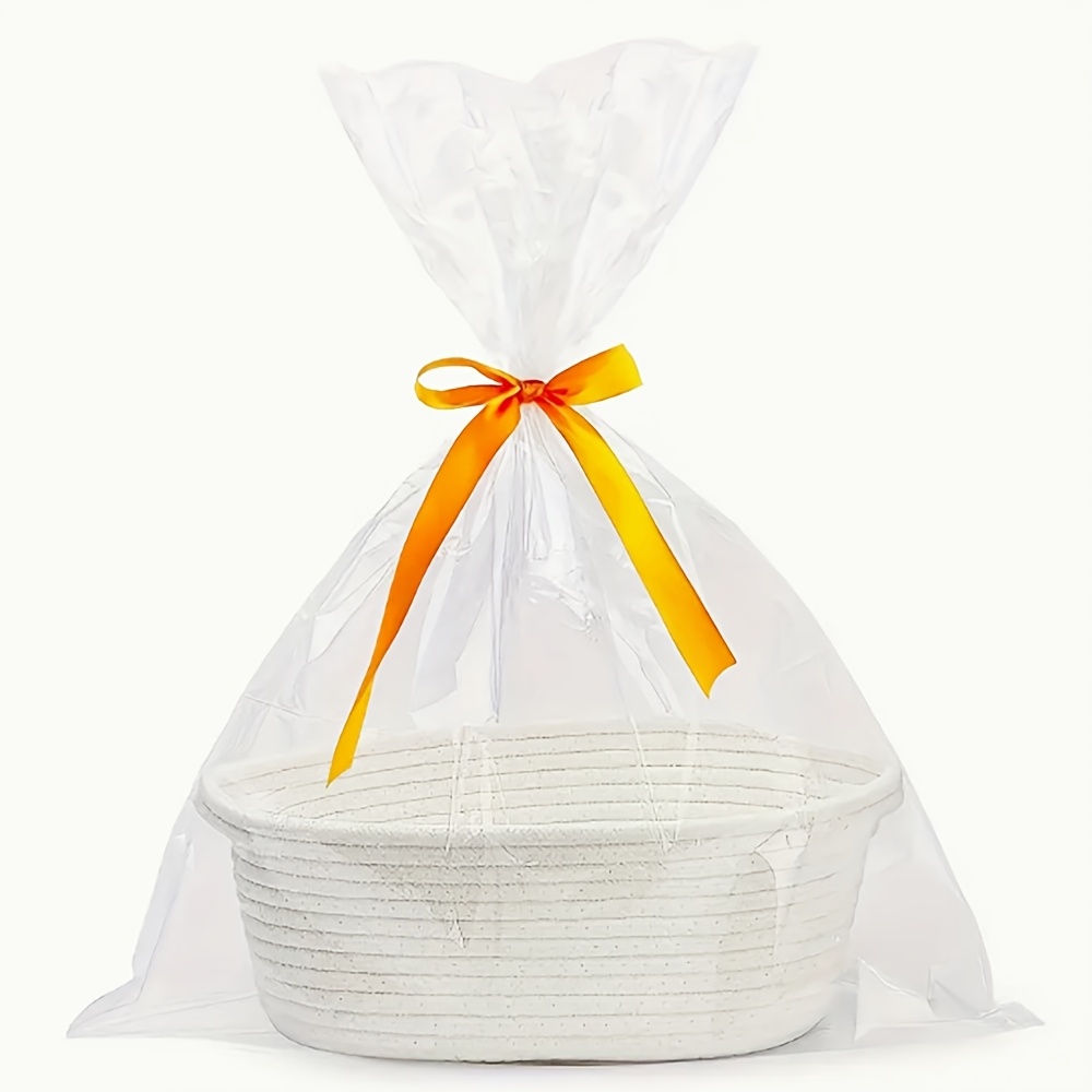 -chic White Woven Gift Basket Set With Ribbons & Bags - Ideal For Weddings, Birthdays, Holidays & More, Shelf Baskets