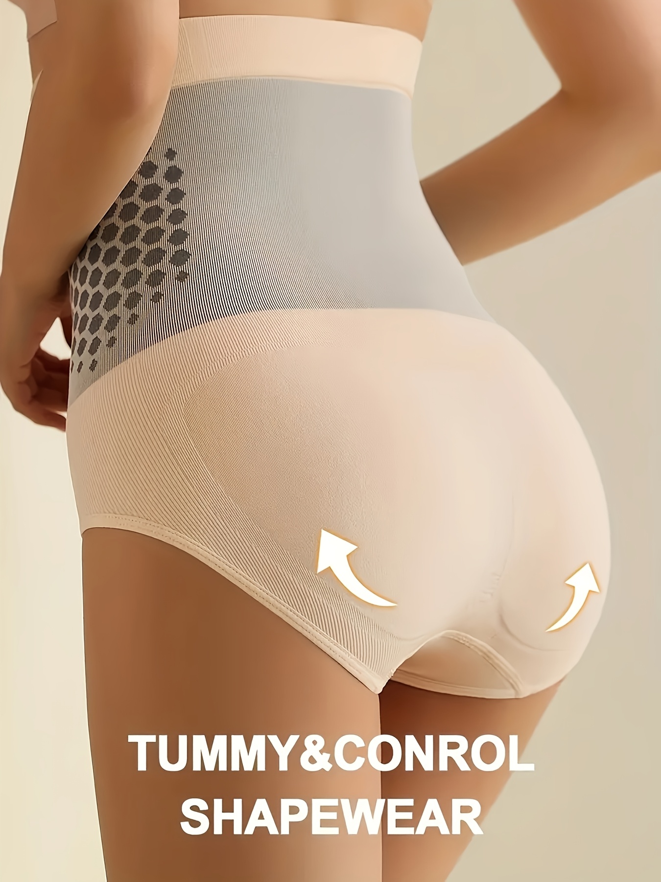 Women's High-Waisted Tummy Control Shapewear Shorts - Butt-Lifting Compression Shorts with Geometric Pattern, High Support Posture Correction & Belly Reduction, Breathable Premium Fabric for Workout & Casual Attire, Fitness Apparel, Pantyless Design, Semitransparent Material, Highsupport Underwear