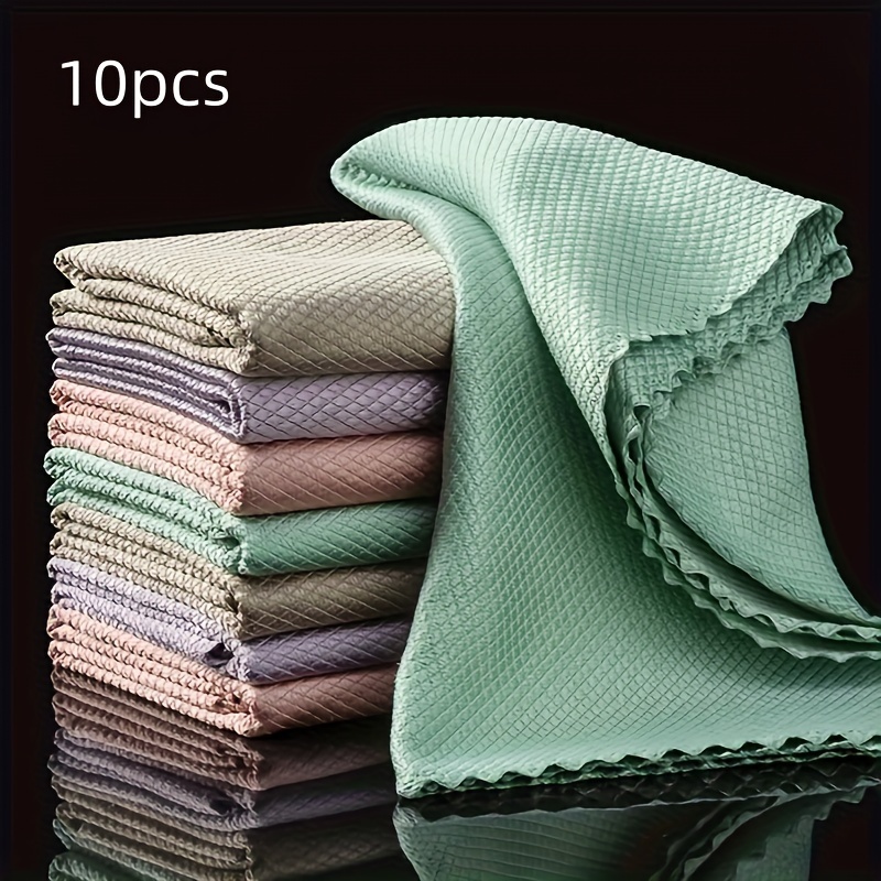 E-shop 5/10 Stk. Mikrofaser-Fischschuppen-Reinigungstücher - Fusselfrei, Saugfähig & für Schiffe, Geschirr, Schiffsglas & Mehr - Verschiedene Farben
