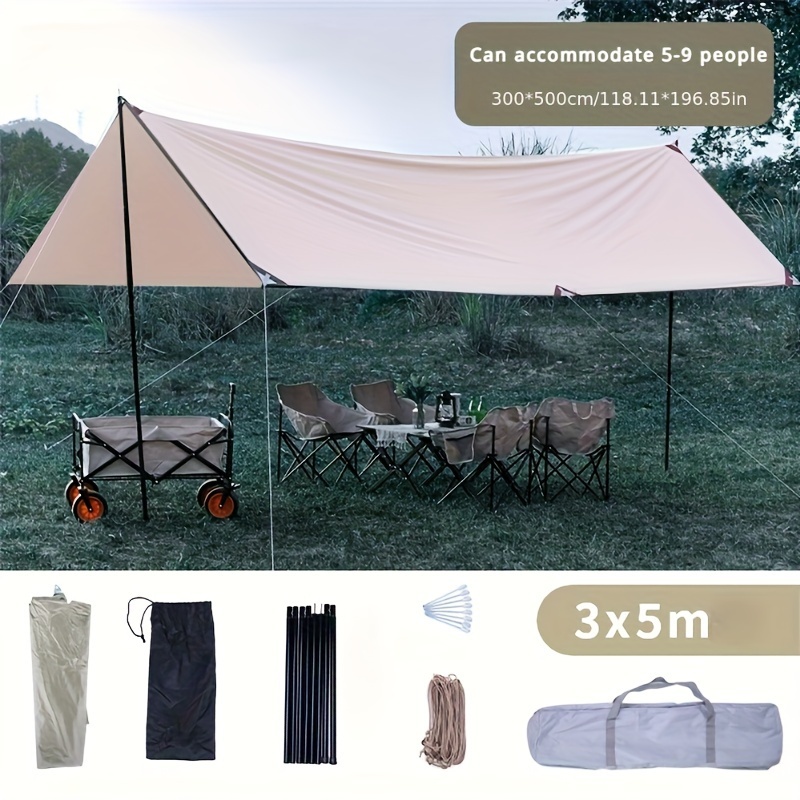 

1pc Portable Foldable , 118 * 196 Inch Oversized Outdoor Sunshade, , Seaside Sunshade, Can 5-9 People, Comes With A Complimentary Tote Bag