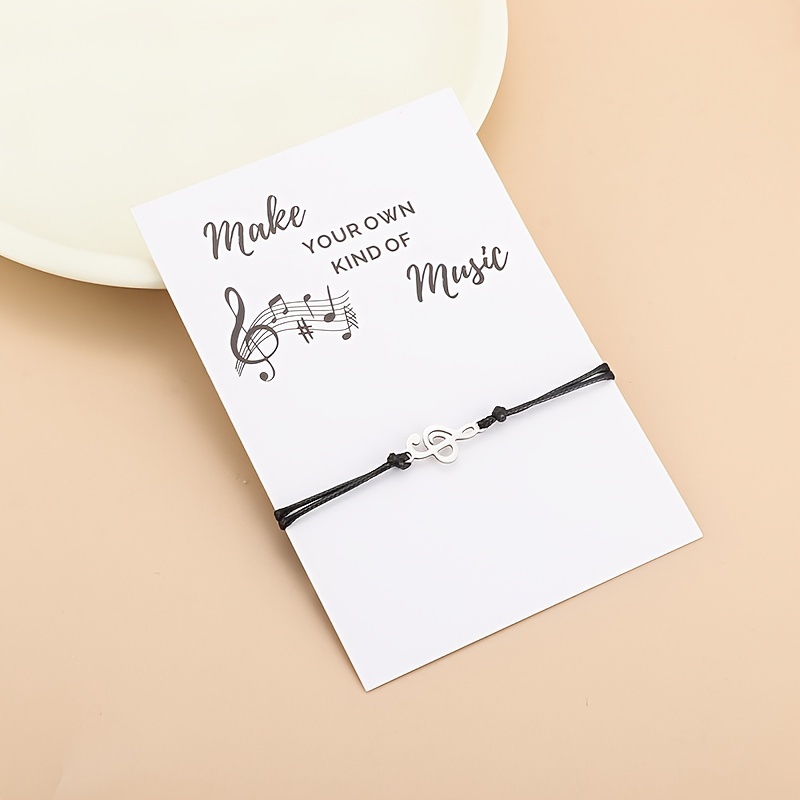 Stainless Steel Music Symbol Handmade Braided Bracelet, Gift For Music Lovers
