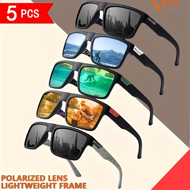 

A Set Of 5 Pairs Of Men's Fashionable Glasses - 2024 New Retro Trendy Glasses, With Polarized Pc Lenses And Metal Hinges - Suitable For Driving, Daily , Running, Hiking, And Beach Activities