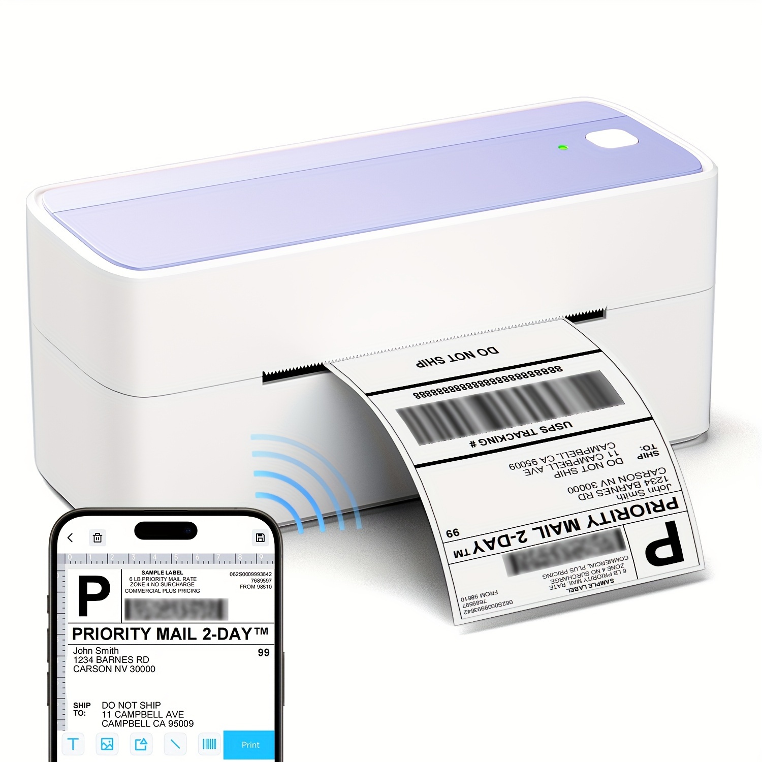Bluetooth Thermal Label Printer, Phomemo Wireless 4x6 Shipping Label  Printer for Shipping Packages, High Speed Desktop Label Maker for Small  Business