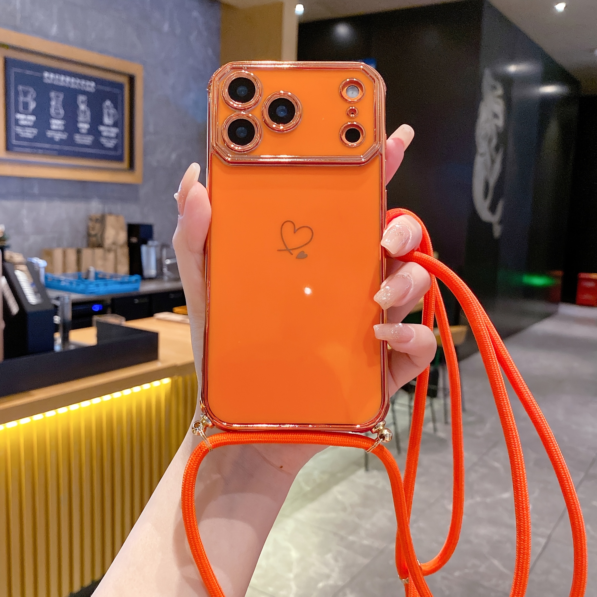 TEMU Coque de téléphone - fenêtre avec cordon Love, compatible avec Apple 17Pro Max, 16Plus, coque de protection 15/13