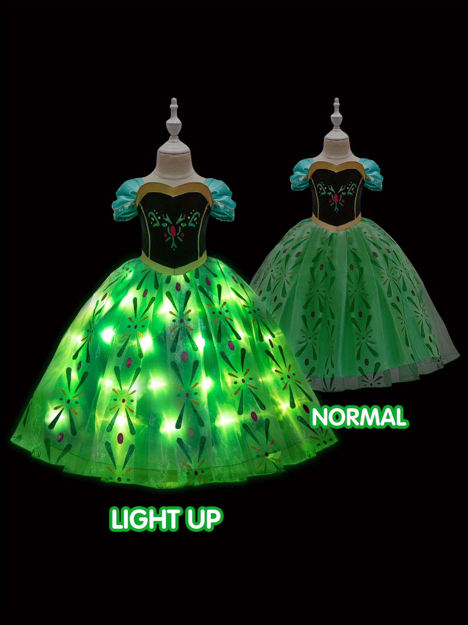 girls halloween princess led dress cosplay fancy dress up for