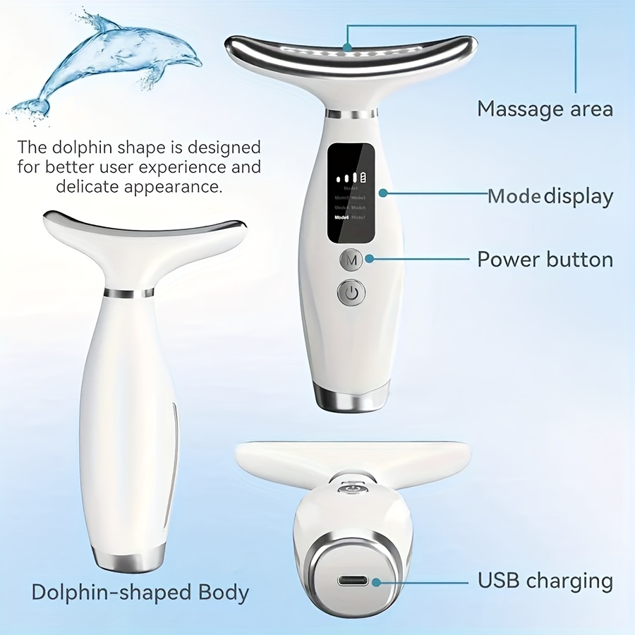  7 in 1 beauty neck face massager usb rechargeable temperature heating vibration for skincare perfect gift for women details 2