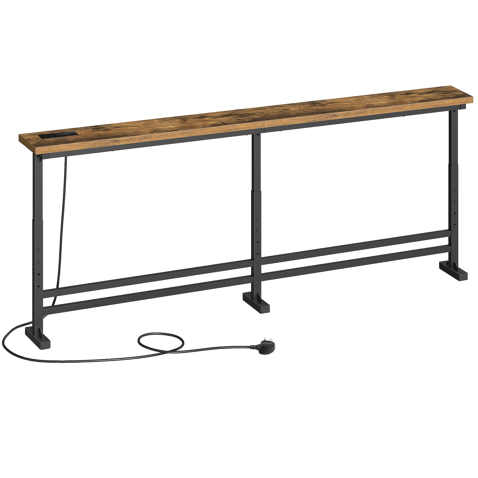 TEMU 180cm Narrow Console Table, Multi-functional Retro Long Entrance Table, With 1 Usb-a Port And 1 Type-c Port, Suitable For Living Room, And