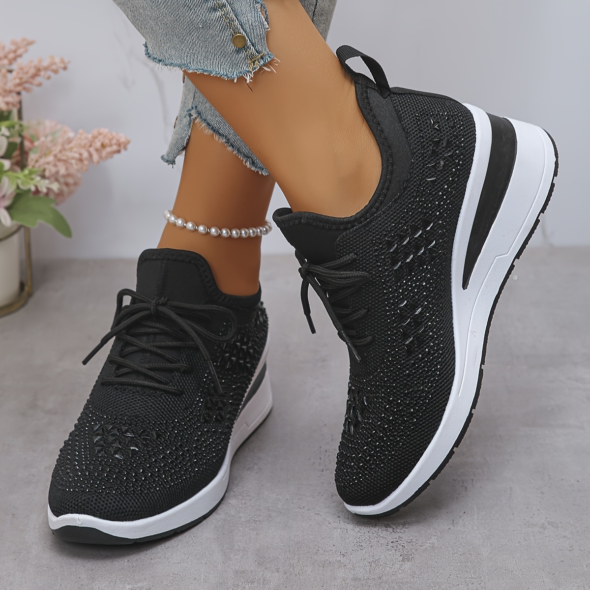Glitter Low Top Lace-Up Shoes