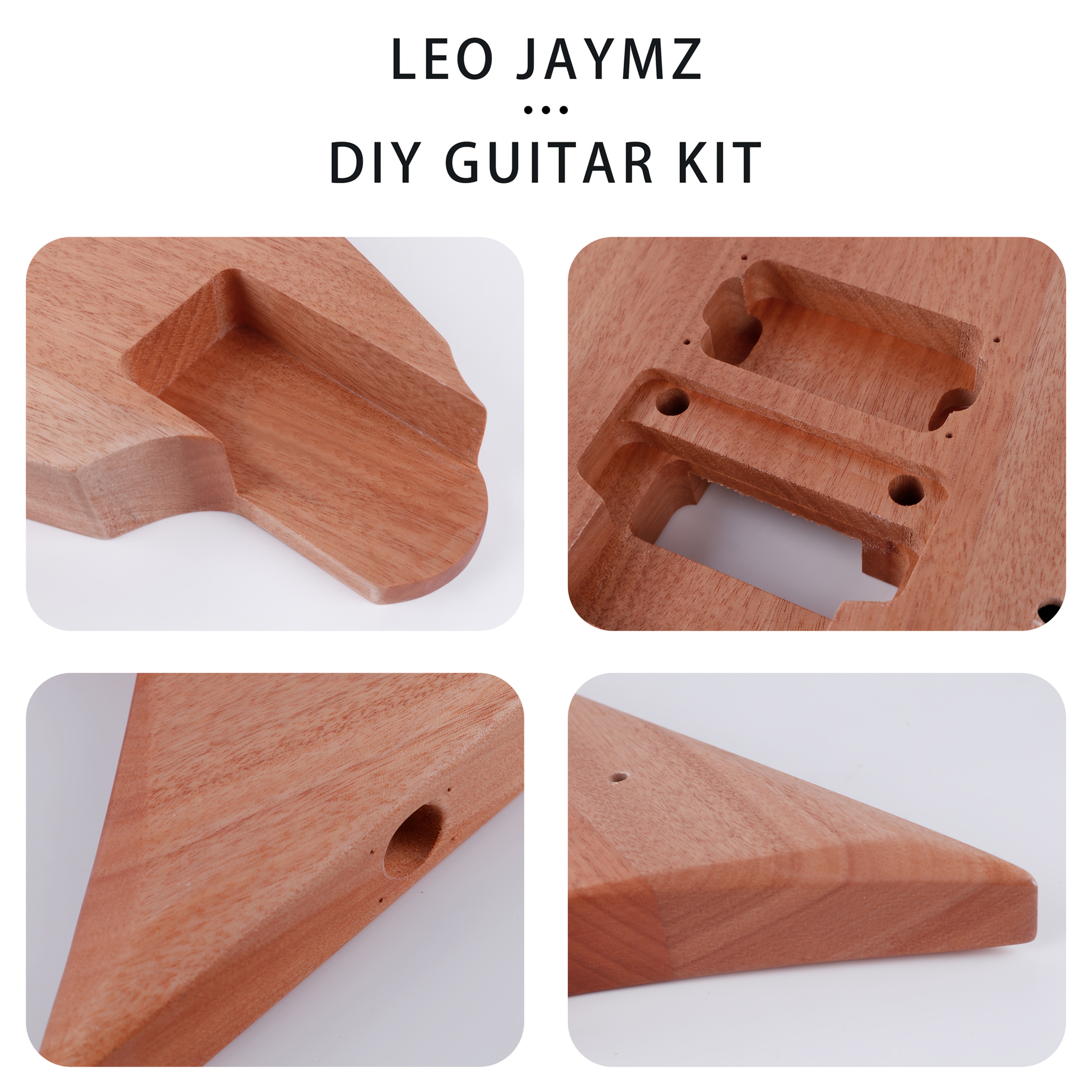 Leo Jaymz DIY Electric Guitar Kit - Mahogany Body, Ebony Fretboard, 1pc S-H Pickup Configuration - Fixed Bridge, Fully Enclosed Tuning Pegs, 21 Frets, Maple Neck, Room Electrical Wiring