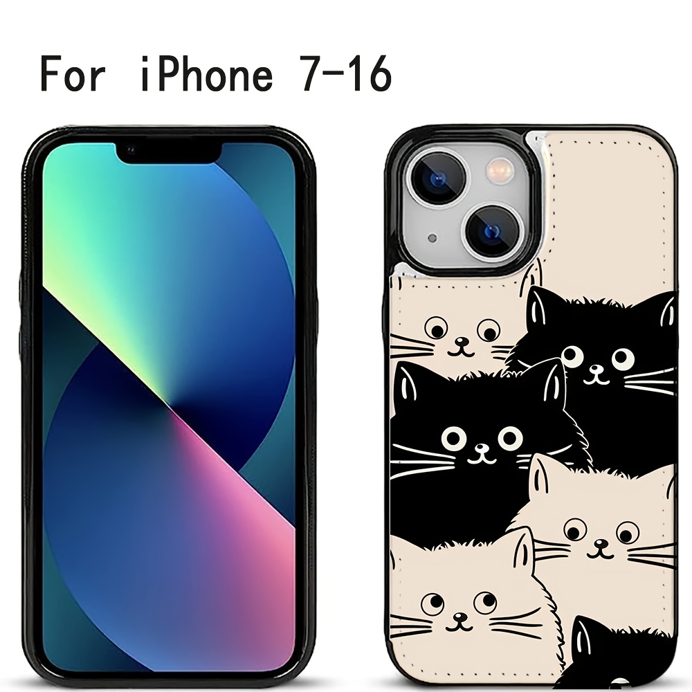 TEMU Phone Case: Cute Cat Wallet Phone Case, Flip Card Holder, Bank Card Organizer Protective Cover, Anti-drop Stand Synthetic Leather Case,