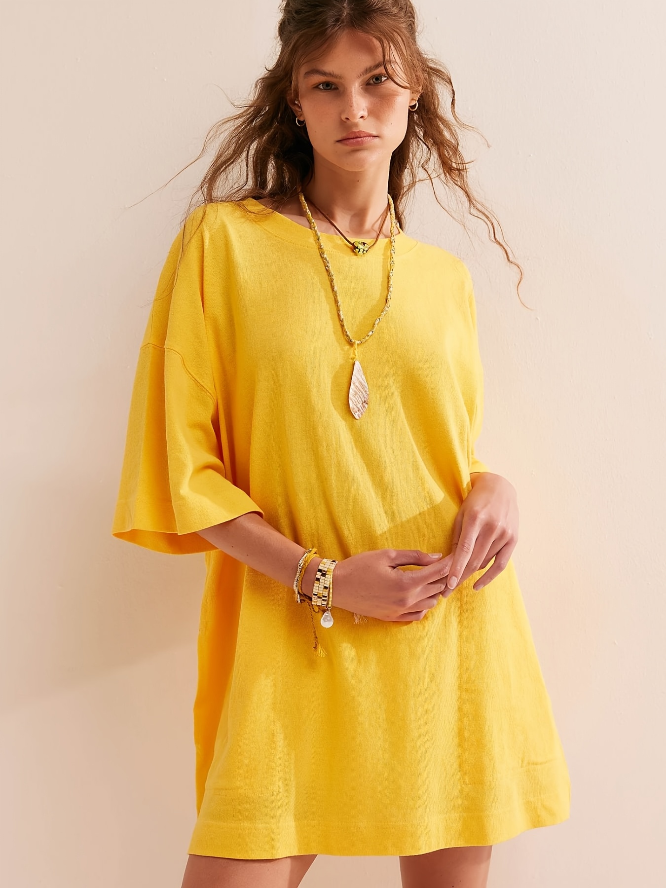 womens 100 cotton oversized t shirt dress pockets casual Temu