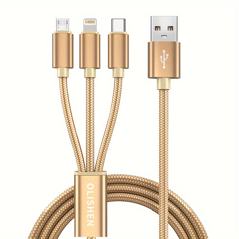 3.3ft/6.6ft/9.9ft 3-in-1 Fast Charging Cable, For Iphone, Type-c, Micro Usb Devices, Durable Nylon Braided, For Iphone 17/16/15/14/13/12/11/se/x/8/7/6, For , Oppo, Vivo, Oneplus & More