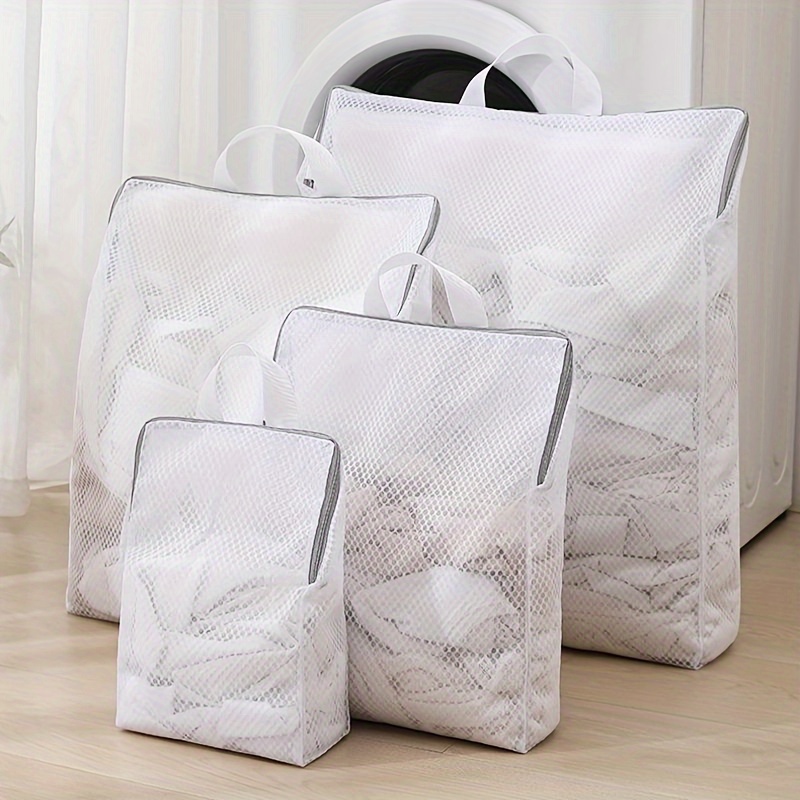 

Fabric Mesh Laundry Bags With Hidden & Metal Zipper Closures - Non-textile Rectangle Washing Bags For , Bra, Socks, Lingerie - And Breathable - Set With Easy-hang