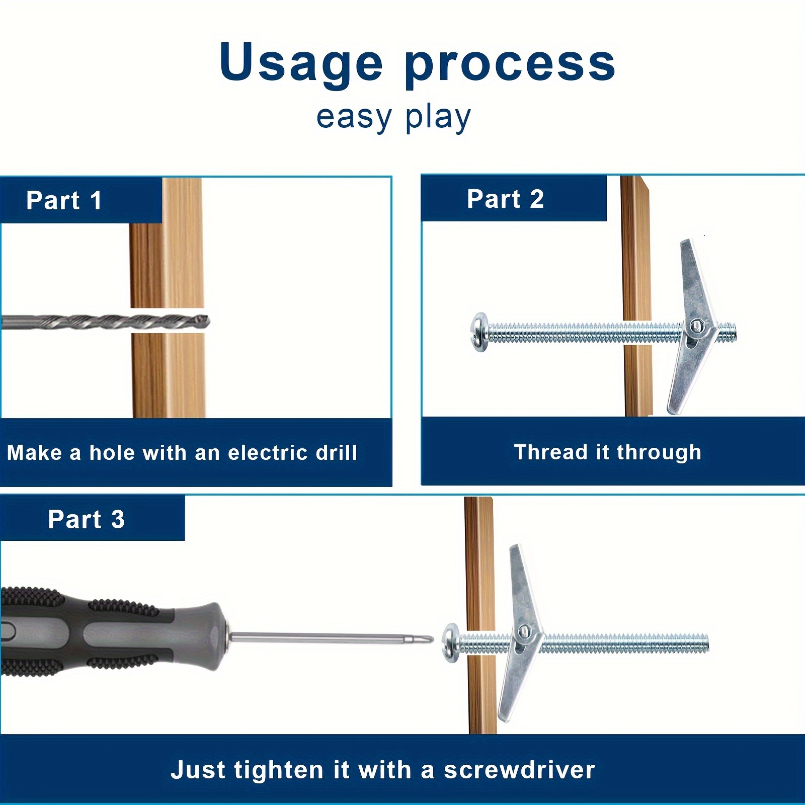 Toggle Bolt Wing Nut Kit Heavy duty Metal Wall Anchors Temu