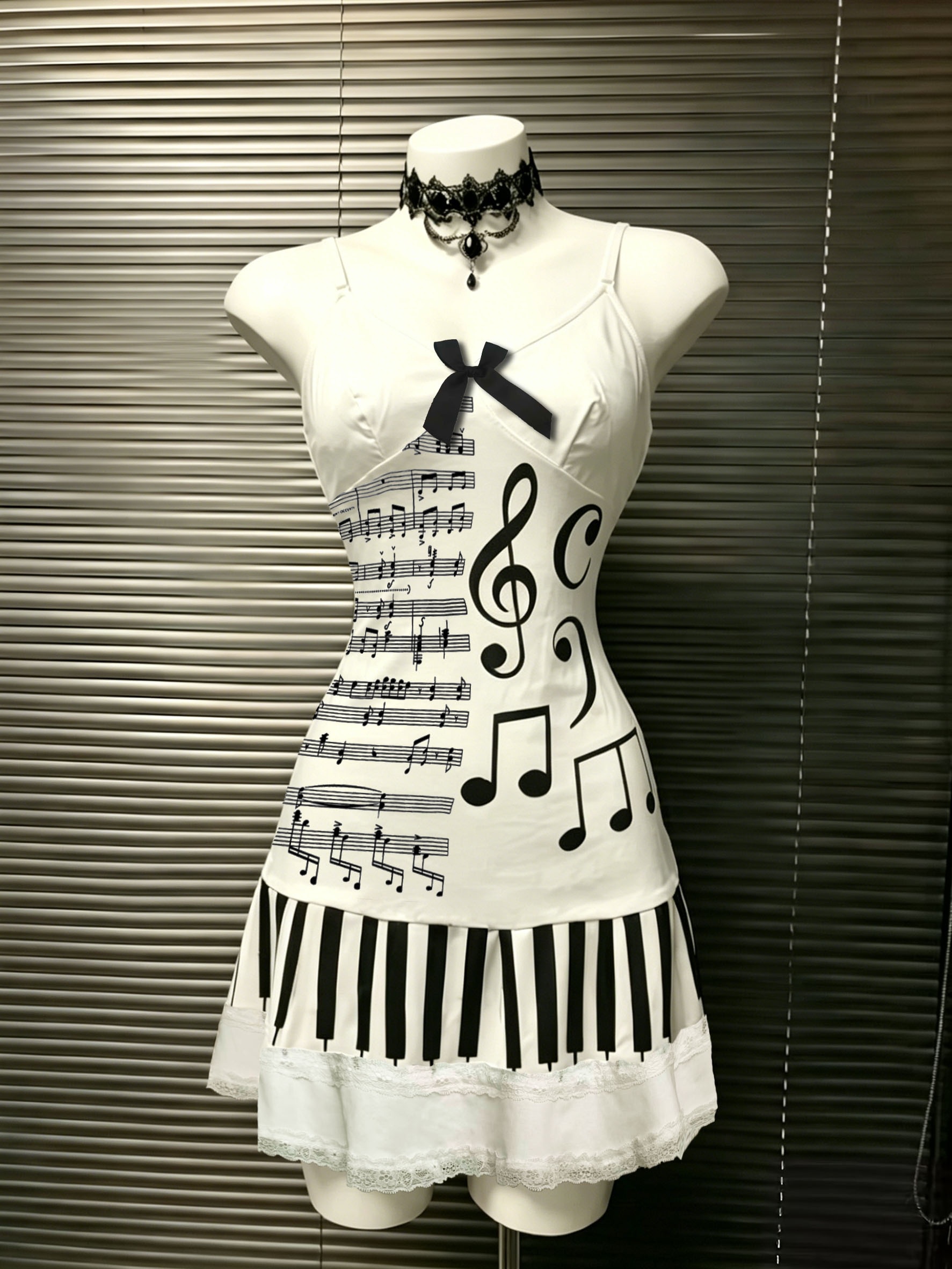 music note prom dress Vintage Pleated Dress for Women Sleeveless Musical Note Print Evening Party Prom  Dress