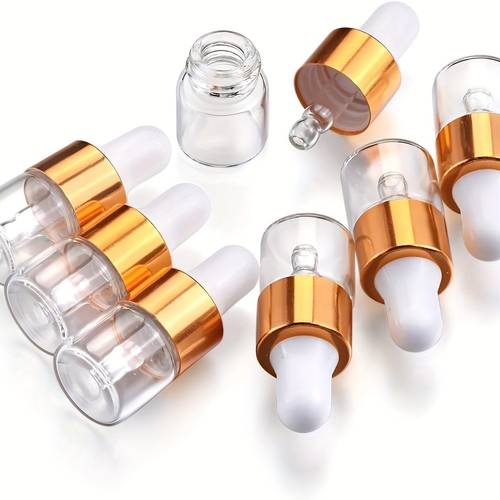 50pcs mini clear glass dropper bottles 1ml 1 4 essential oil perfume vials with pipettes for travel samples 2 droppers eye dropper liquid container