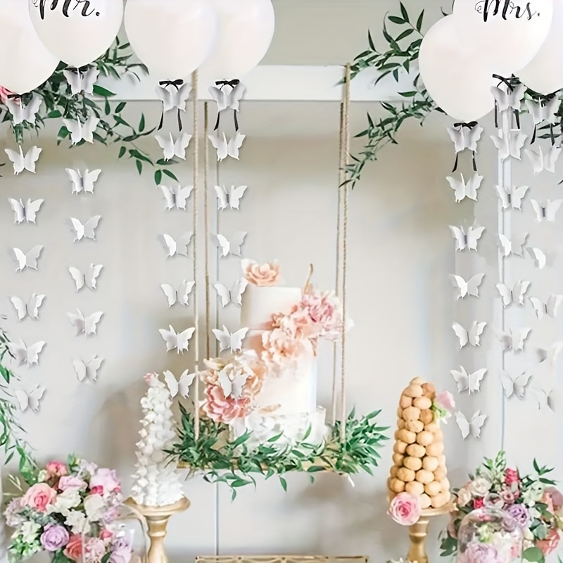 Guirlandes Papillons 3D En Papier Violet - Lot De 4 Bannières Décoratives 3 Mètres - Pour Mariage, Baby Shower, Anniversaire