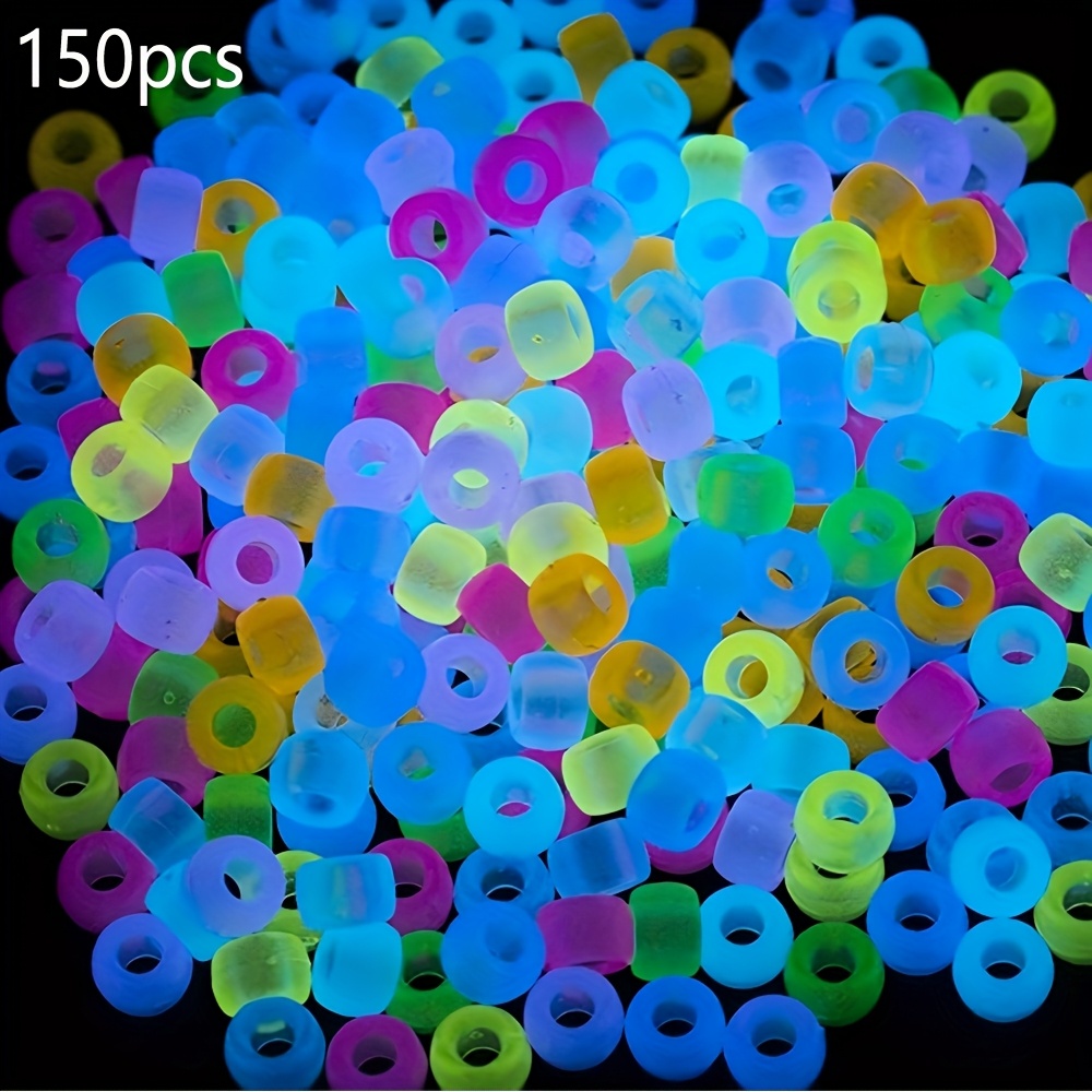 60/150/800pcs Acrylic Pony Beads 6x9mm Bulk -the-dark For Necklace, Friendship Bracelet Making, Braids, Christmas Gift, New Year's Gift, Valentine's Day Gift, Party Supplies