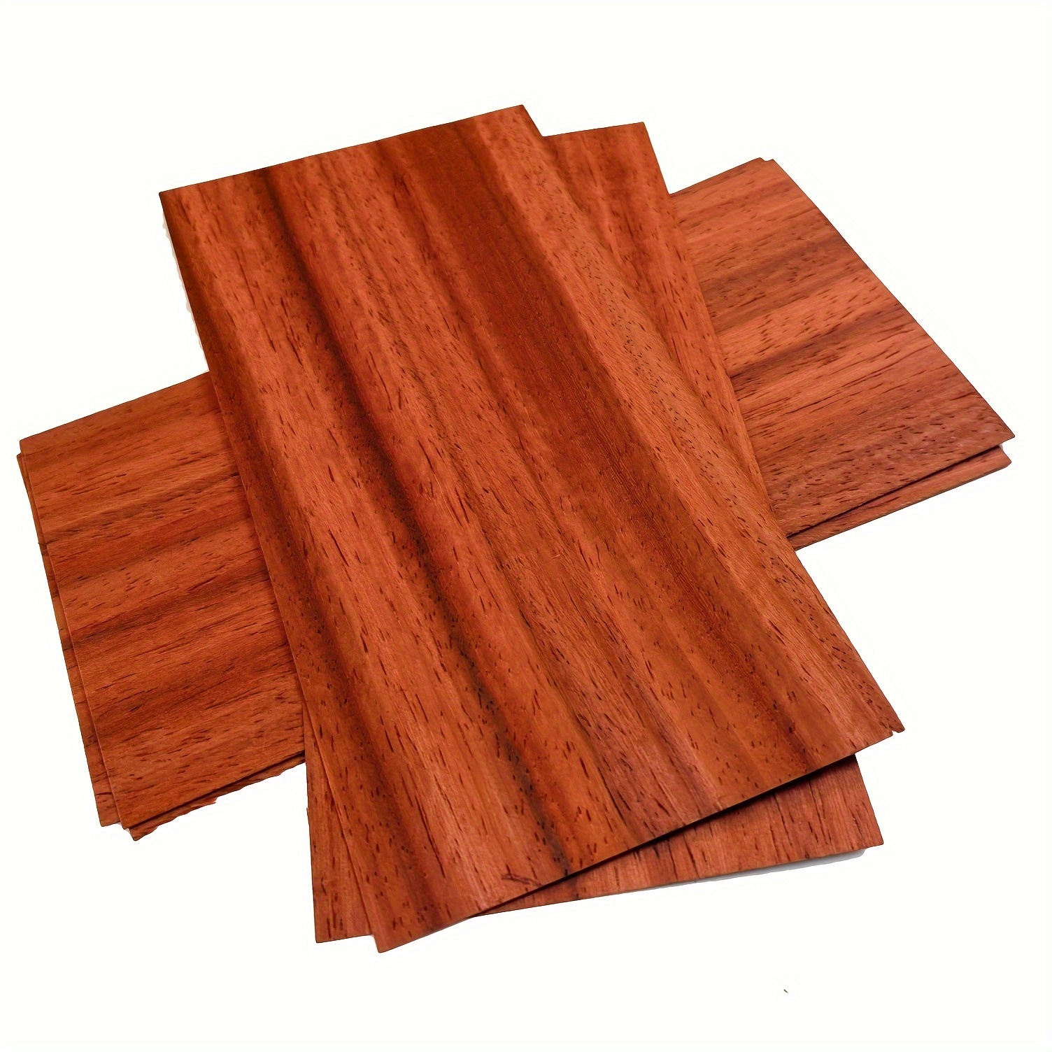 TEMU 5pcs African Veneer Sheets, 19.99cm X 10.01cm, Natural Solid Wood For Crafts, Guitar Panels And Home Decor - Red