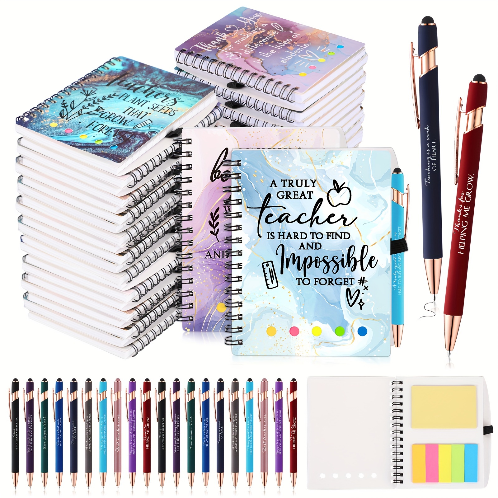 

30 Sets Teacher Appreciation Gifts Inspirational Spiral Notebooks With Motivational Ballpoint Pens Thank You Journal Gift Touch Screen Ballpoint Pen For Teacher Back To School Gifts