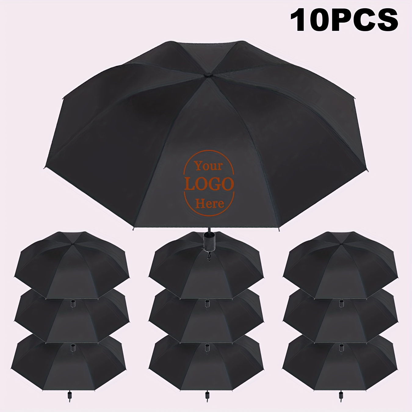 TEMU 10 pezzi Ombrello pieghevole a 8 stecche personalizzato con , regalo, moda casual, regalo commemorativo, funzionamento manuale, tessuto parasole