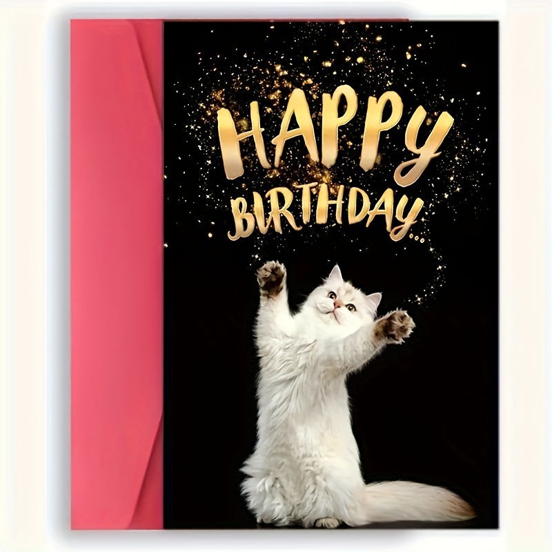 

Cat-themed Birthday Card With Envelope - Anyone, Stationery Greeting Note