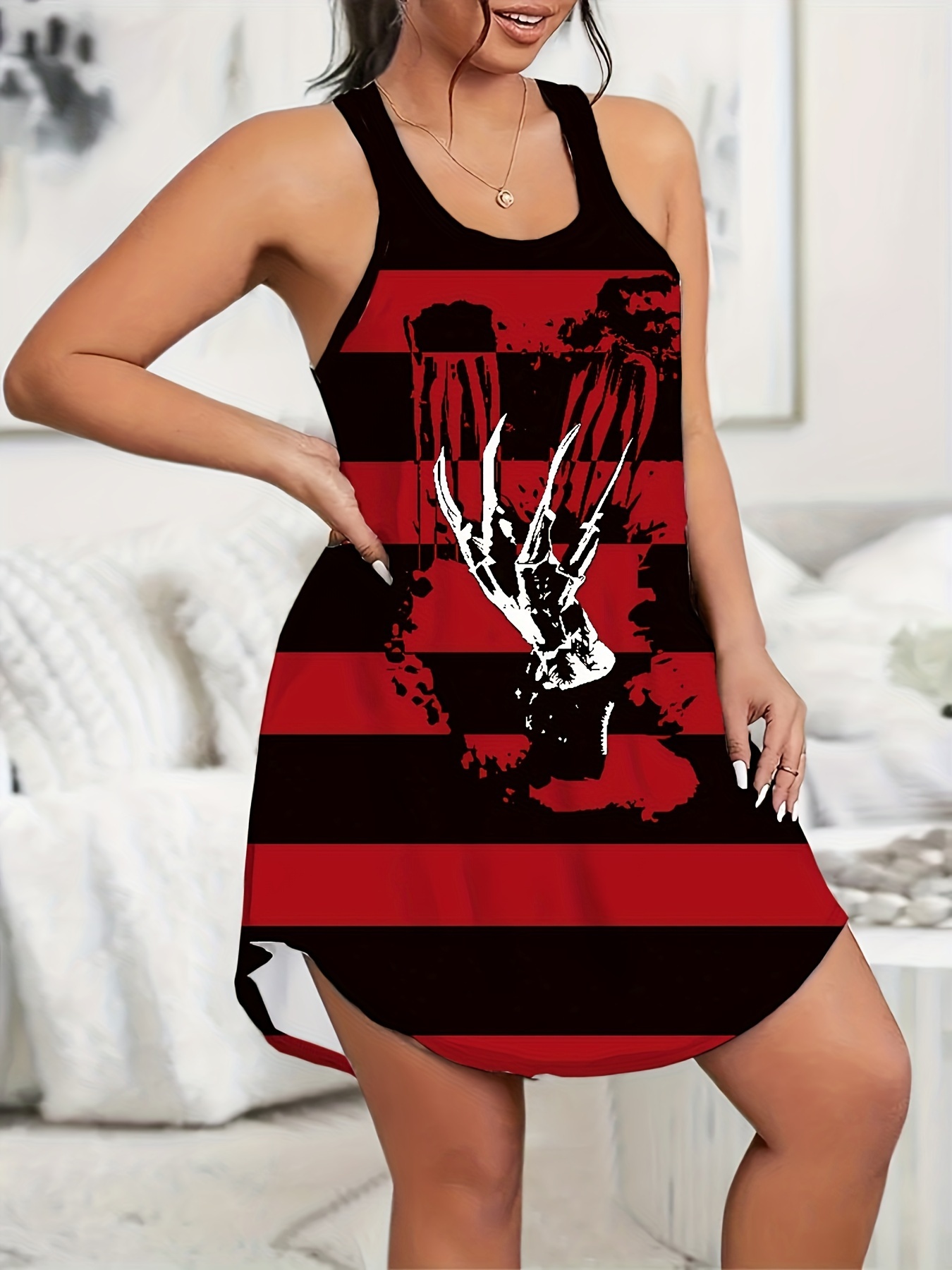 robe nuit gothique à rayures femmes tailles col rond Temu Belgium